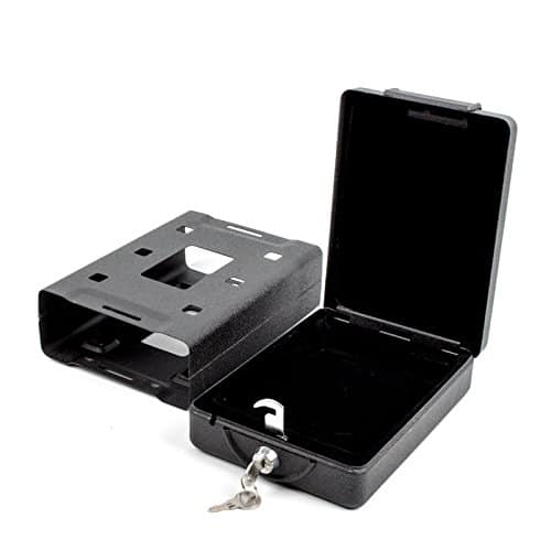 Carbest Hochsichterheits Mobilsafe mit Schlüssel B 15 x T 21 x H 5,5 cm, Geldkasette, Tresor schwarz für Wohnwagen und Wohnmobil