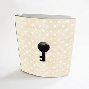 banjado - Design Schlüsselbox aus Edelstahl 20cmx23cmx6cm mit Motiv Beige Herzen