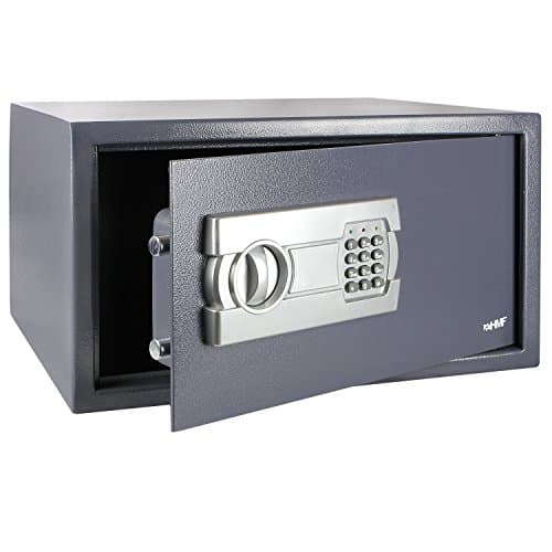 HMF Tresor passend für 15 Zoll Laptop und Ordner, Möbeltresor Laptopsafe Safe 450 x 250 x 365 mm