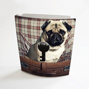 banjado - Design Schlüsselbox aus Edelstahl 20cmx23cmx6cm mit Motiv Mops im Koffer